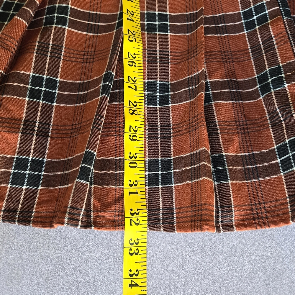 Nordstrom BP. Preppy Plaid Pleated Mini Dress In Rust Henna Billy Plaid Size M - Picture 12 of 12